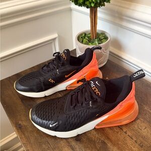 Nike Air Max 270 Black and Orange Athletic Shoes